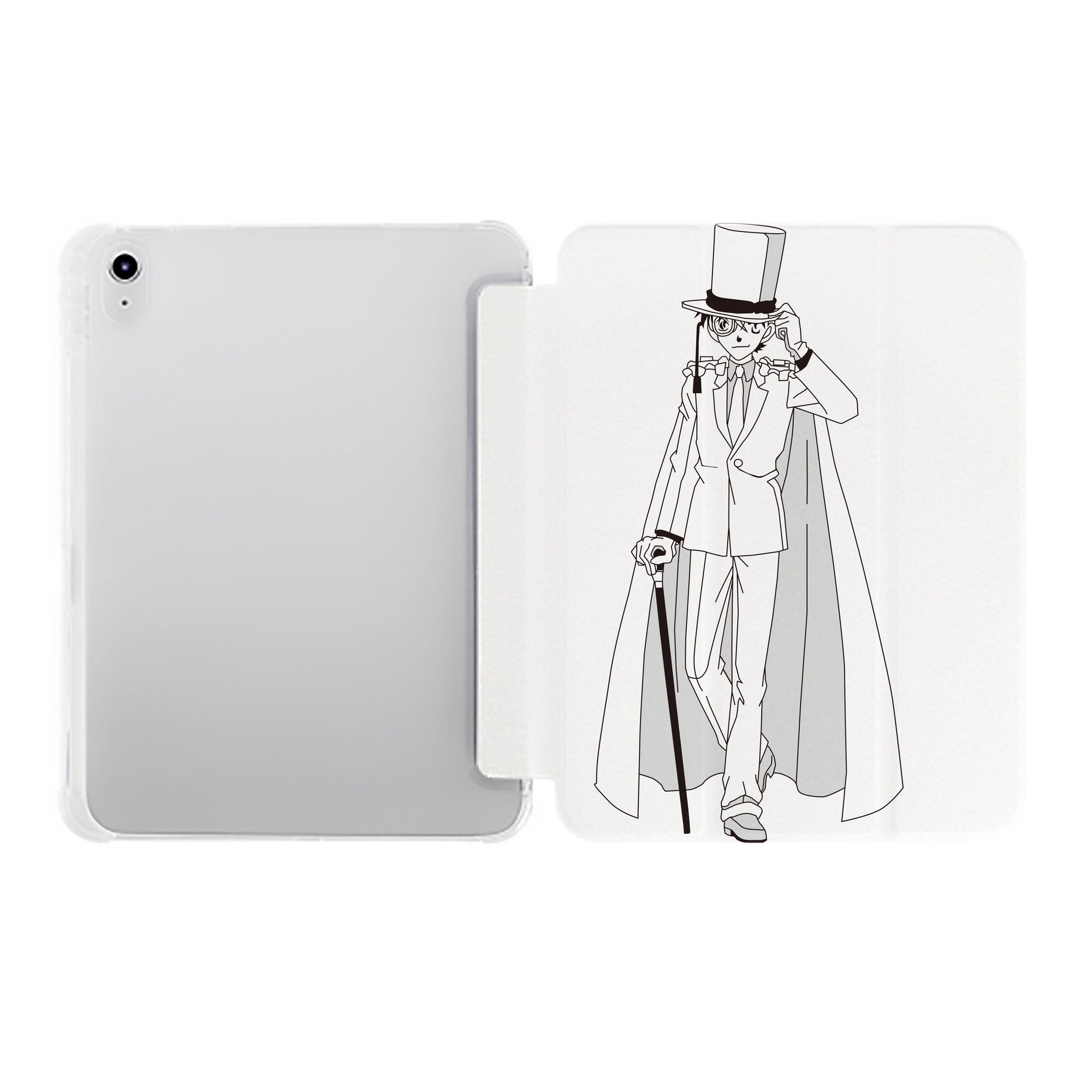 （画像用） 名探偵コナン くろば かいと Detective Conan Kuroba Kaito IPad ケース ペン収納付き 三つ折りスタンド PUレザー×シリコン 対応機種9.5/10.5/10.9インチ
